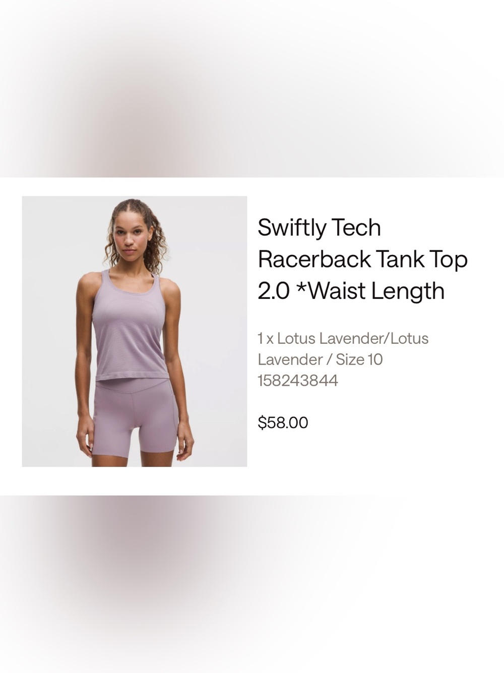 Lululemon Swiftly Tech Racerback Tank Top 2.0 size 10